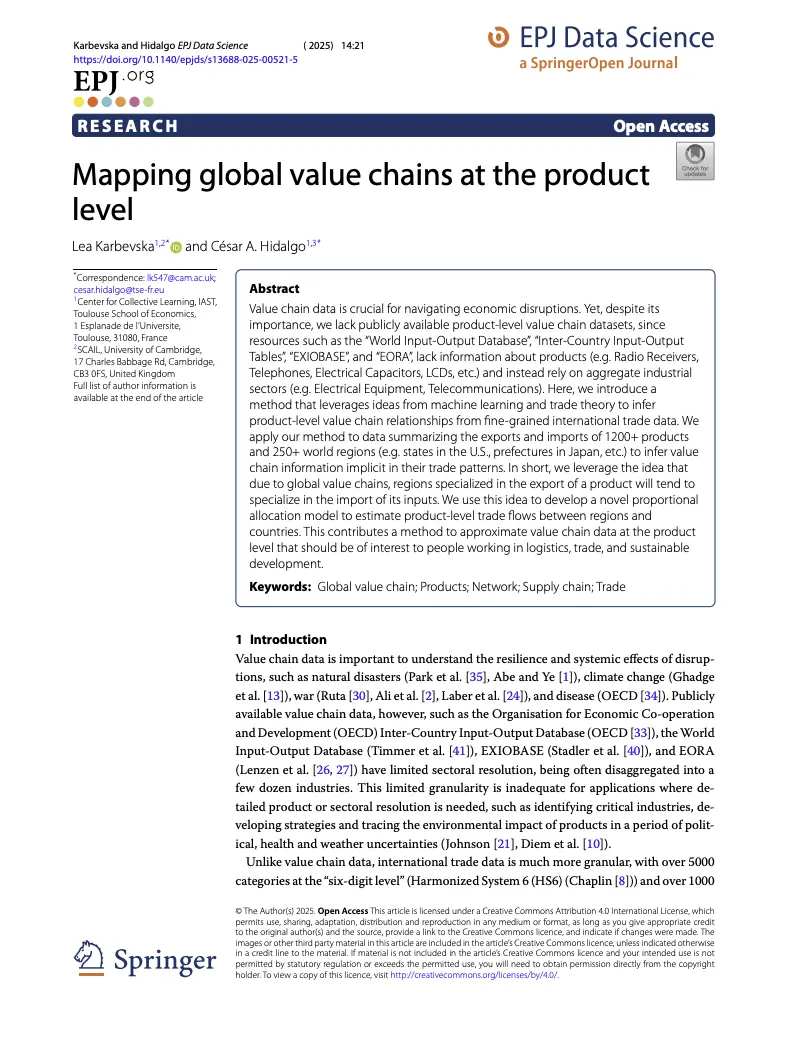 Mapping global value chains at the product level